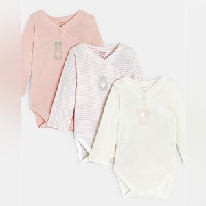 Okaidi (french brand) Baby Bodysuit Set - Cream and Pink